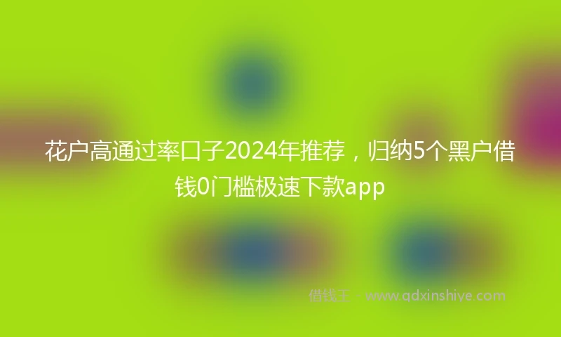 花户高通过率口子2024年推荐，归纳5个黑户借钱0门槛极速下款app