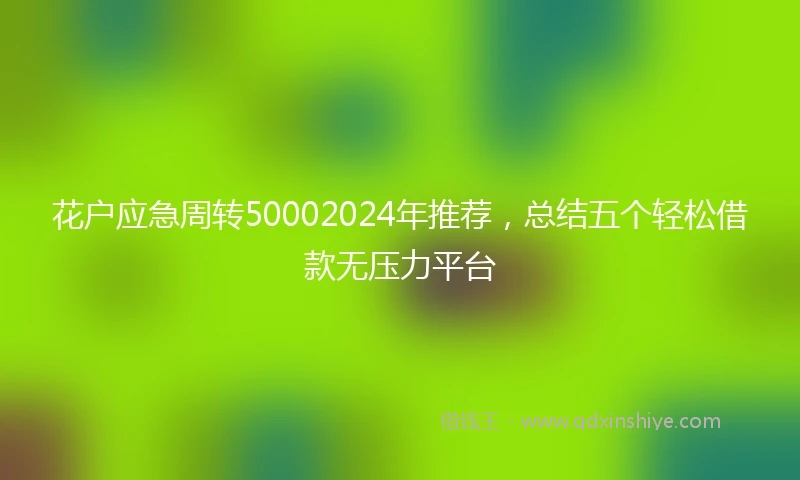 花户应急周转50002024年推荐，总结五个轻松借款无压力平台