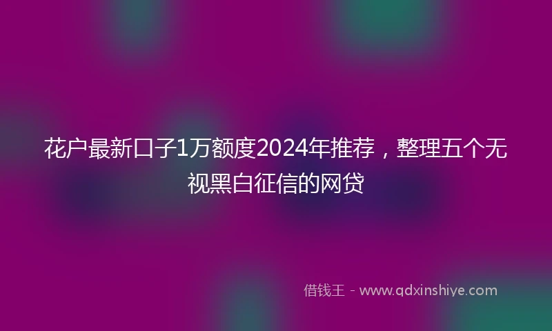 花户最新口子1万额度2024年推荐，整理五个无视黑白征信的网贷