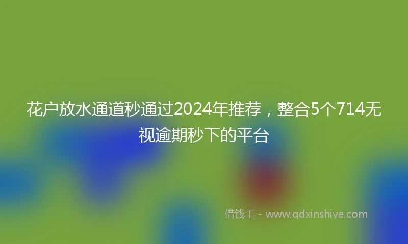 花户放水通道秒通过2024年推荐，整合5个714无视逾期秒下的平台