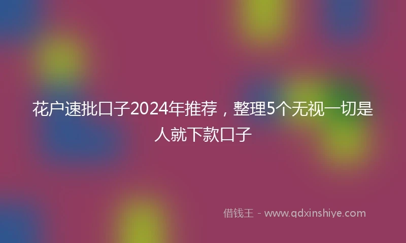 花户速批口子2024年推荐，整理5个无视一切是人就下款口子