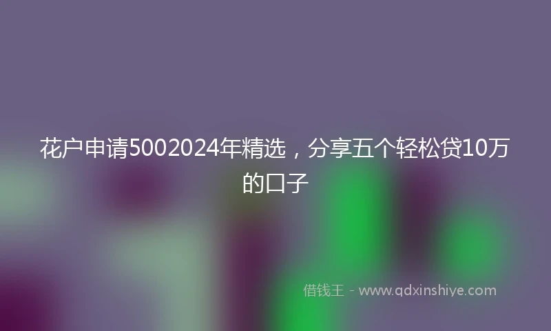 花户申请5002024年精选，分享五个轻松贷10万的口子