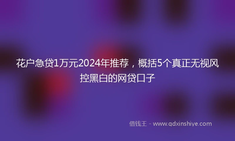 花户急贷1万元2024年推荐，概括5个真正无视风控黑白的网贷口子