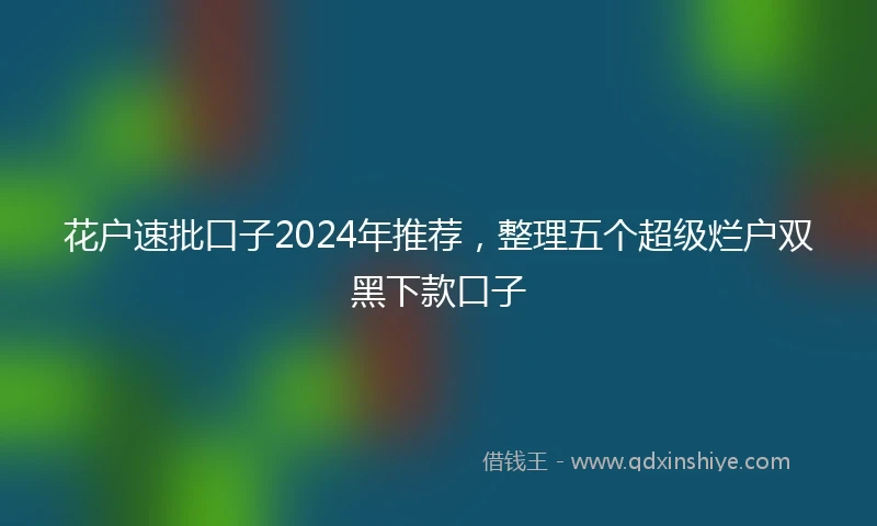 花户速批口子2024年推荐，整理五个超级烂户双黑下款口子