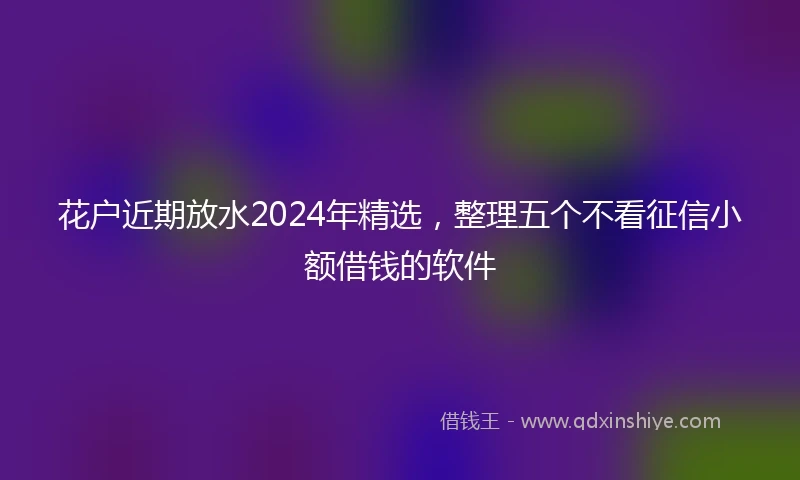 花户近期放水2024年精选，整理五个不看征信小额借钱的软件