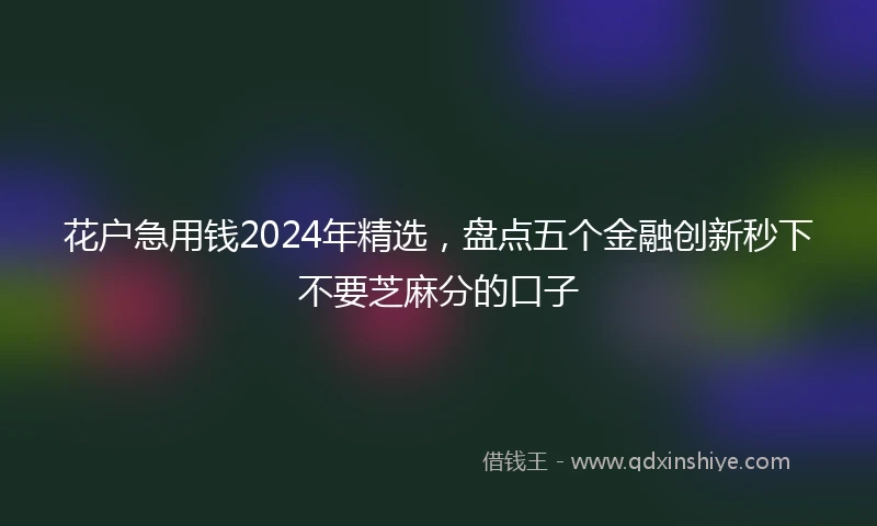 花户急用钱2024年精选，盘点五个金融创新秒下不要芝麻分的口子