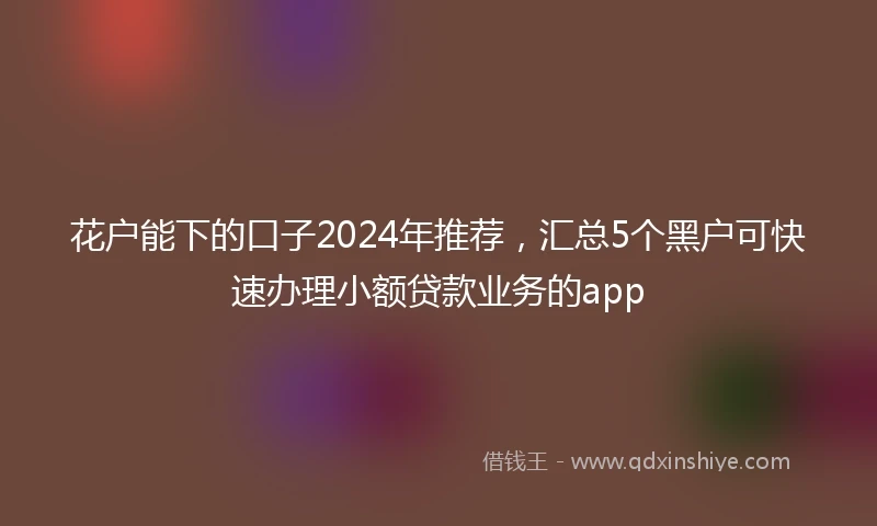 花户能下的口子2024年推荐，汇总5个黑户可快速办理小额贷款业务的app