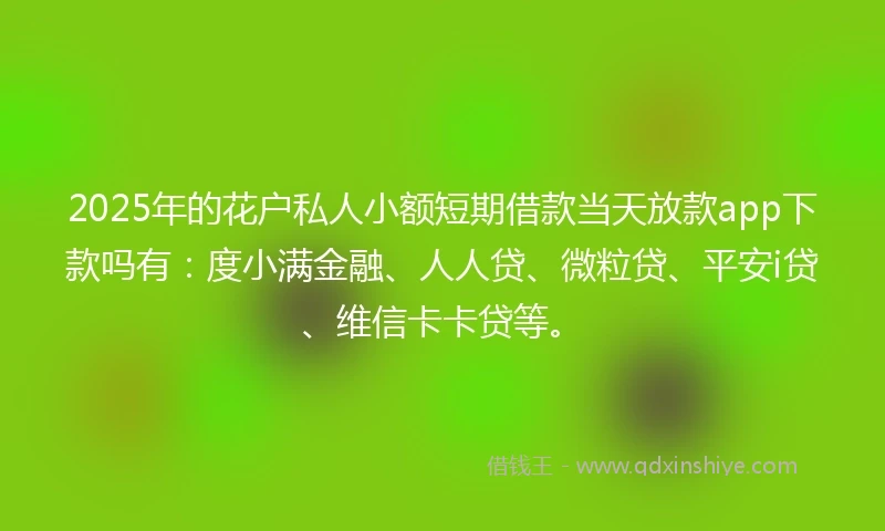 2025年的花户私人小额短期借款当天放款app下款吗有：度小满金融、人人贷、微粒贷、平安i贷、维信卡卡贷等。