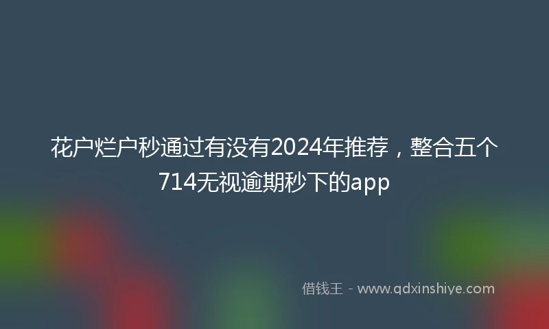 花户烂户秒通过有没有2024年推荐，整合五个714无视逾期秒下的app