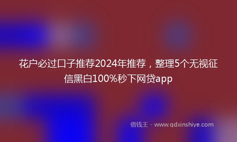 花户必过口子推荐2024年推荐，整理5个无视征信黑白100%秒下网贷app