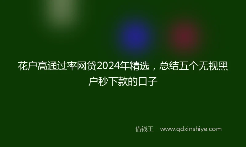 花户高通过率网贷2024年精选，总结五个无视黑户秒下款的口子