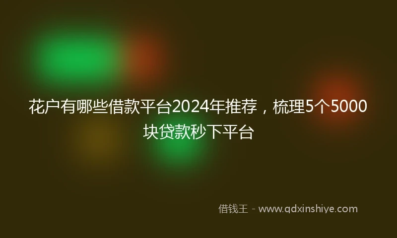 花户有哪些借款平台2024年推荐，梳理5个5000块贷款秒下平台