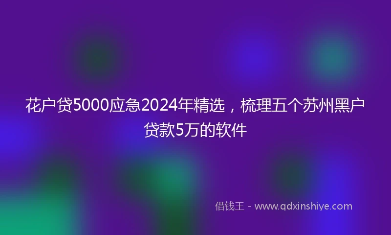 花户贷5000应急2024年精选，梳理五个苏州黑户贷款5万的软件