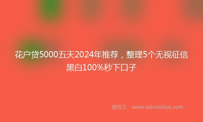 花户贷5000五天2024年推荐，整理5个无视征信黑白100%秒下口子
