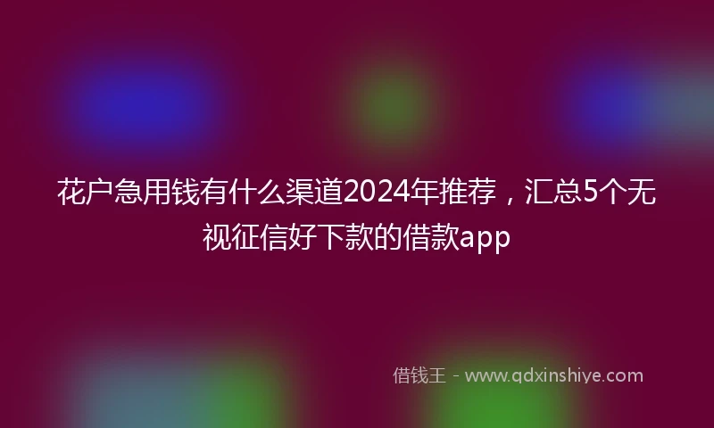 花户急用钱有什么渠道2024年推荐，汇总5个无视征信好下款的借款app