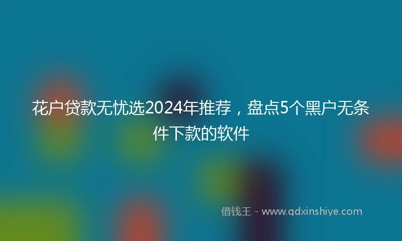 花户贷款无忧选2024年推荐，盘点5个黑户无条件下款的软件