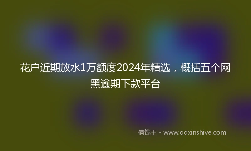 花户近期放水1万额度2024年精选，概括五个网黑逾期下款平台