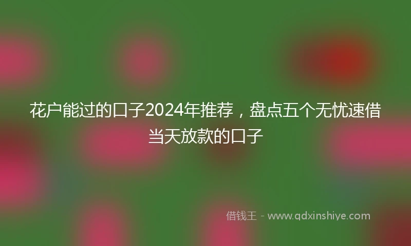 花户能过的口子2024年推荐，盘点五个无忧速借当天放款的口子