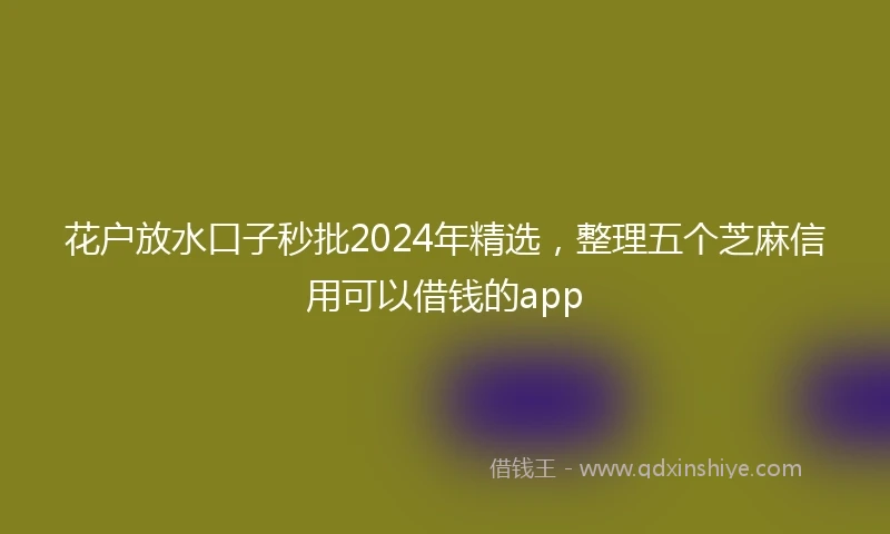 花户放水口子秒批2024年精选，整理五个芝麻信用可以借钱的app