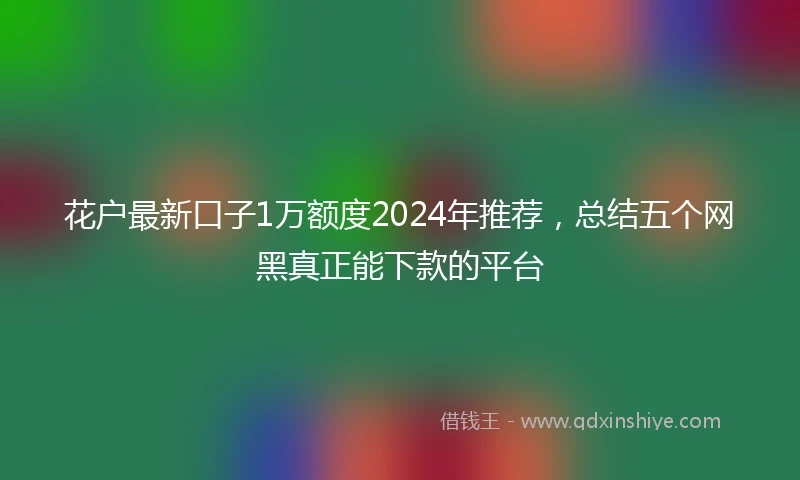 花户最新口子1万额度2024年推荐，总结五个网黑真正能下款的平台