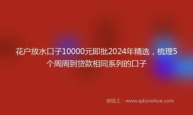 花户放水口子10000元即批2024年精选，梳理5个周周到贷款相同系列的口子
