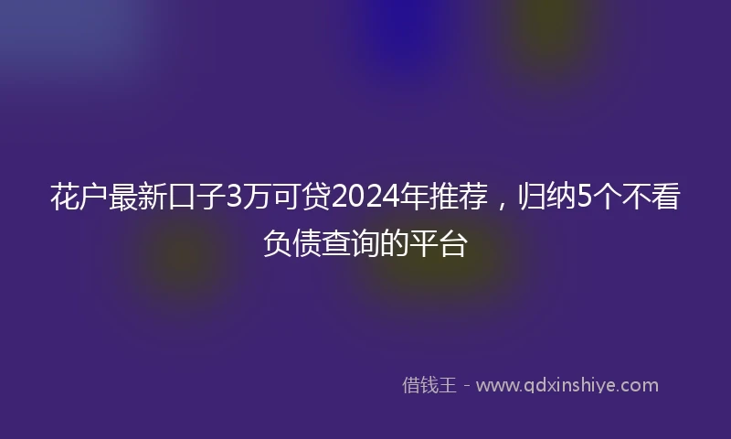 花户最新口子3万可贷2024年推荐，归纳5个不看负债查询的平台