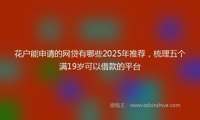 花户能申请的网贷有哪些2025年推荐，梳理五个满19岁可以借款的平台