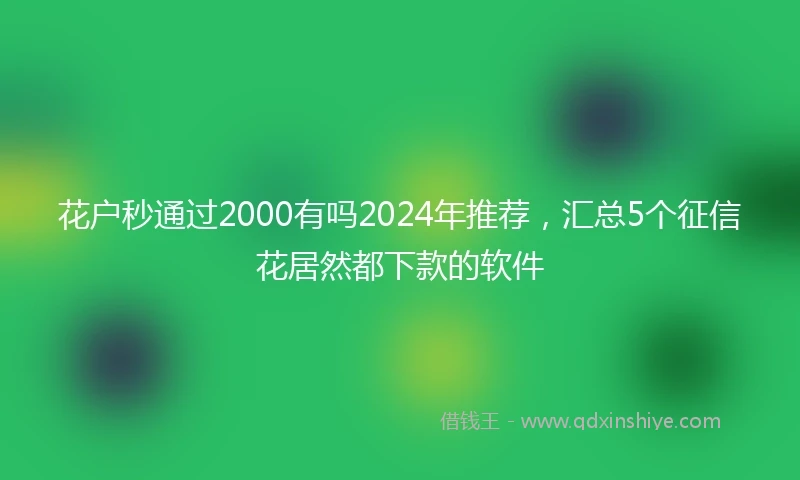 花户秒通过2000有吗2024年推荐，汇总5个征信花居然都下款的软件