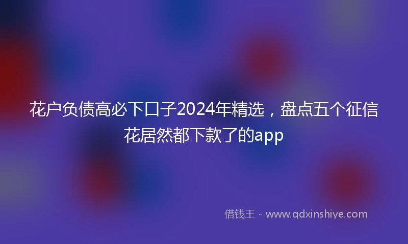 花户负债高必下口子2024年精选，盘点五个征信花居然都下款了的app