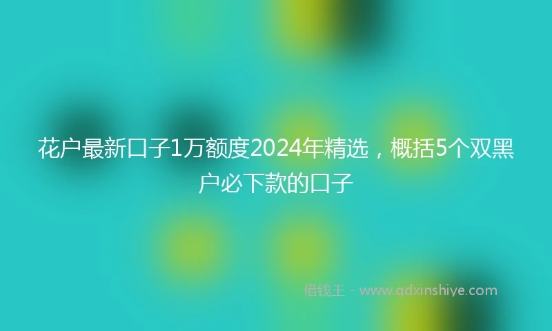花户最新口子1万额度2024年精选，概括5个双黑户必下款的口子