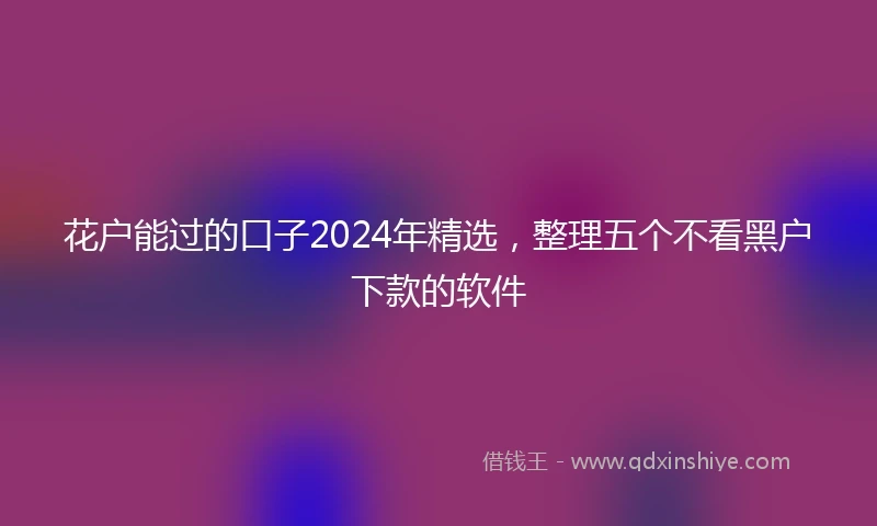 花户能过的口子2024年精选，整理五个不看黑户下款的软件