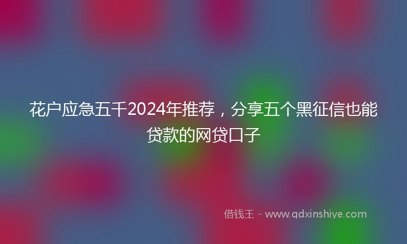 花户应急五千2024年推荐，分享五个黑征信也能贷款的网贷口子