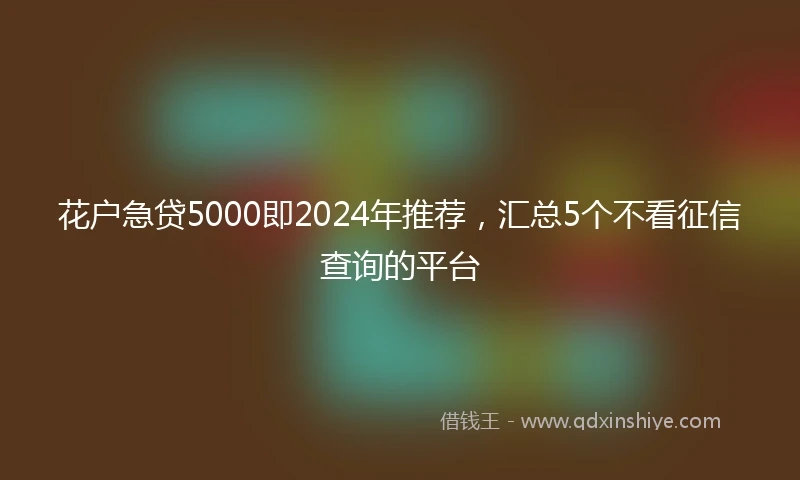 花户急贷5000即2024年推荐，汇总5个不看征信查询的平台