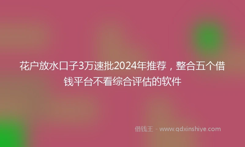 花户放水口子3万速批2024年推荐，整合五个借钱平台不看综合评估的软件
