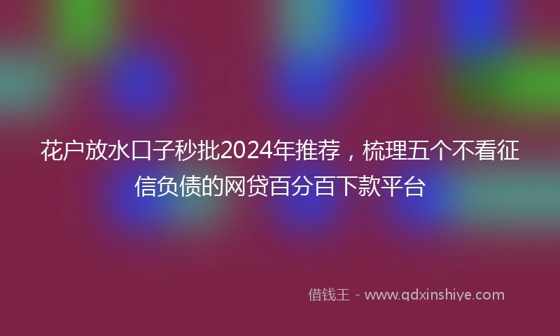 花户放水口子秒批2024年推荐，梳理五个不看征信负债的网贷百分百下款平台