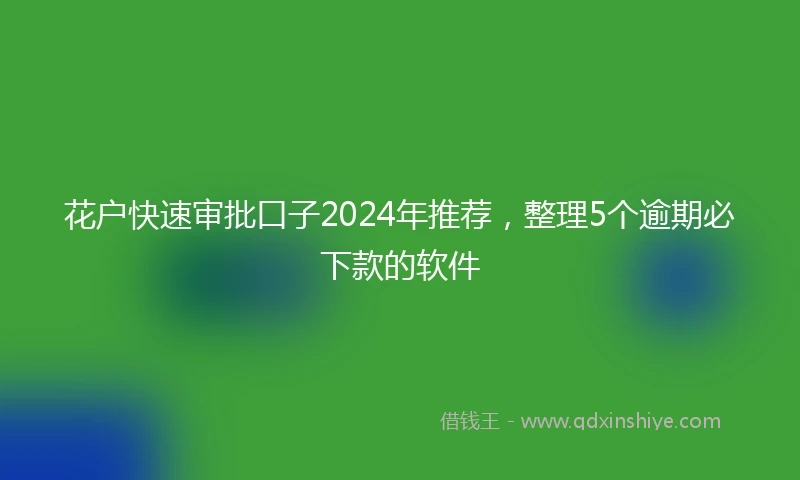花户快速审批口子2024年推荐，整理5个逾期必下款的软件