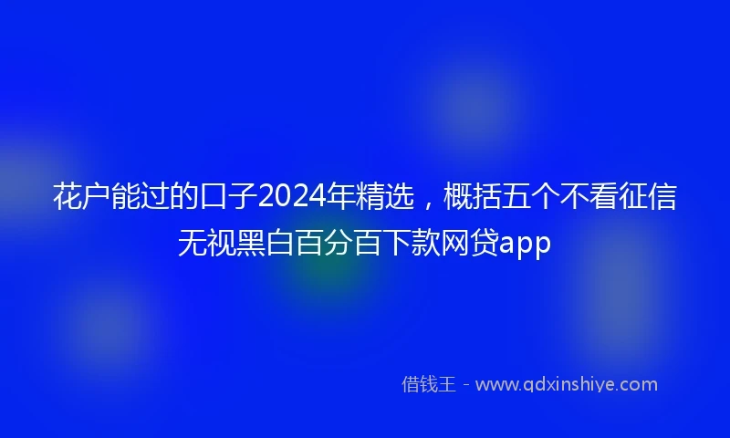 花户能过的口子2024年精选，概括五个不看征信无视黑白百分百下款网贷app