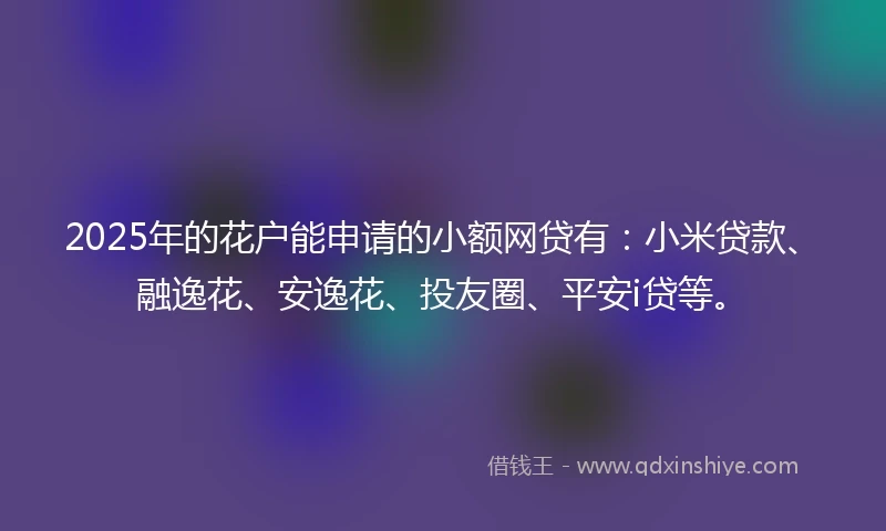 2025年的花户能申请的小额网贷有：小米贷款、融逸花、安逸花、投友圈、平安i贷等。