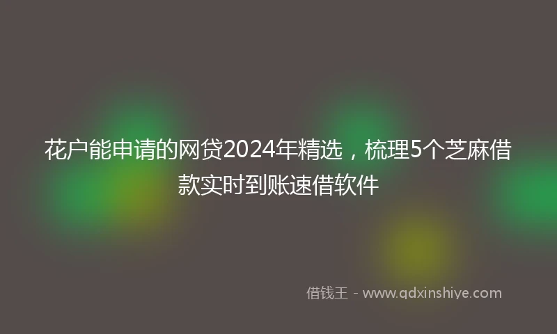 花户能申请的网贷2024年精选，梳理5个芝麻借款实时到账速借软件