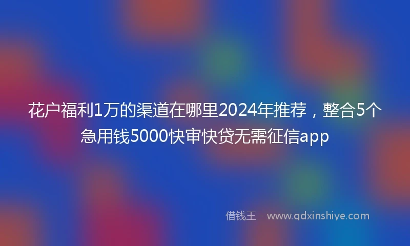 花户福利1万的渠道在哪里2024年推荐，整合5个急用钱5000快审快贷无需征信app