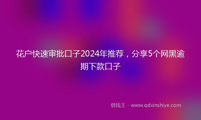 花户快速审批口子2024年推荐，分享5个网黑逾期下款口子
