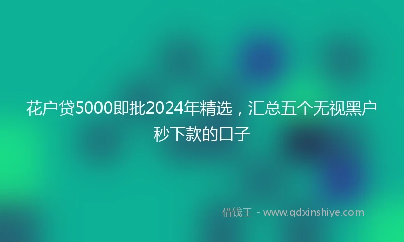 花户贷5000即批2024年精选，汇总五个无视黑户秒下款的口子