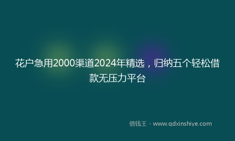 花户急用2000渠道2024年精选，归纳五个轻松借款无压力平台