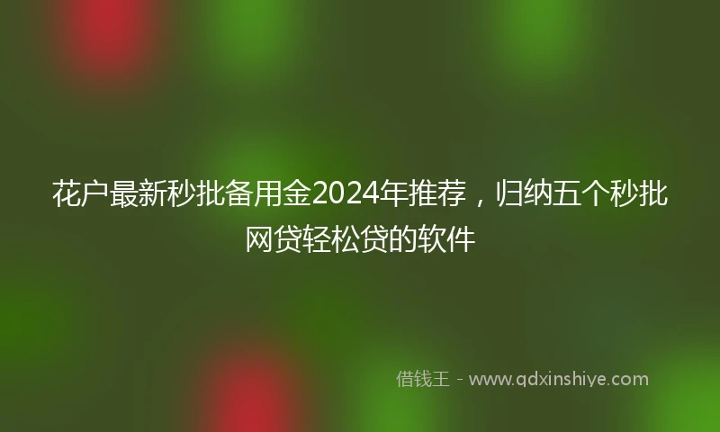 花户最新秒批备用金2024年推荐，归纳五个秒批网贷轻松贷的软件