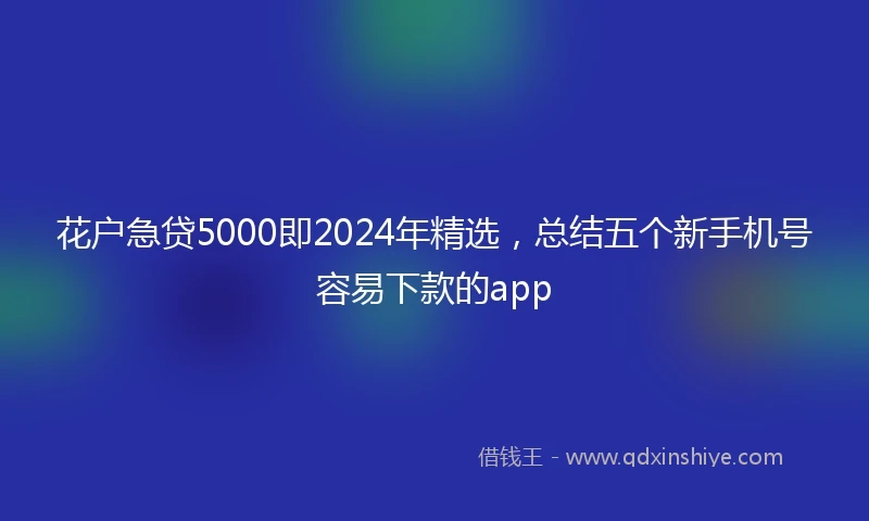 花户急贷5000即2024年精选，总结五个新手机号容易下款的app