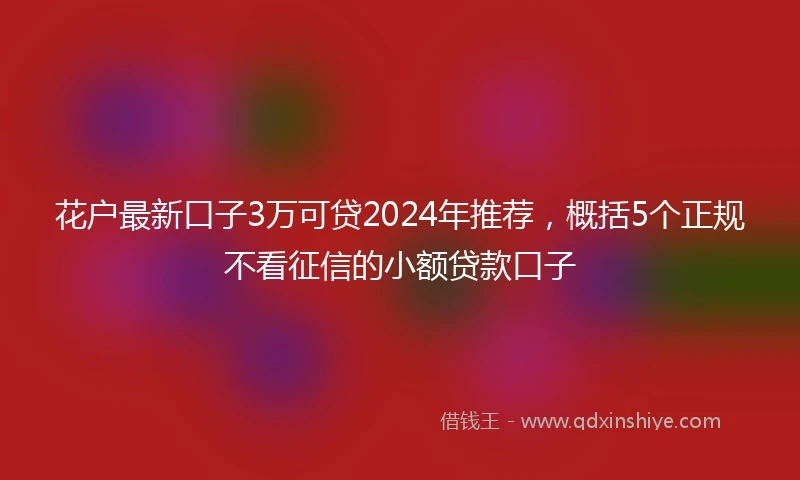 花户最新口子3万可贷2024年推荐，概括5个正规不看征信的小额贷款口子