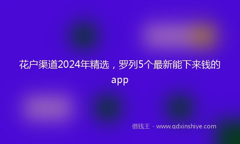 花户渠道2024年精选，罗列5个最新能下来钱的app