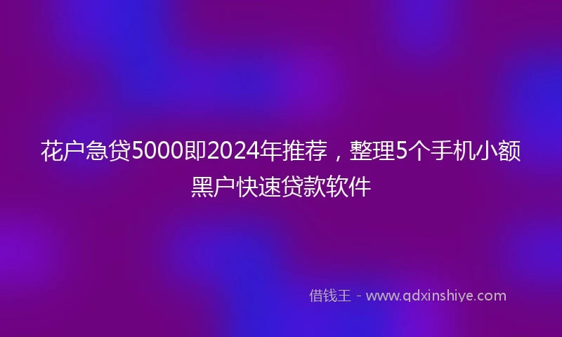 花户急贷5000即2024年推荐，整理5个手机小额黑户快速贷款软件