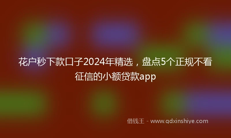 花户秒下款口子2024年精选，盘点5个正规不看征信的小额贷款app
