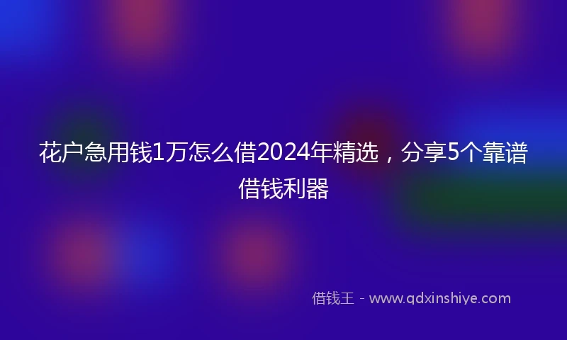 花户急用钱1万怎么借2024年精选，分享5个靠谱借钱利器